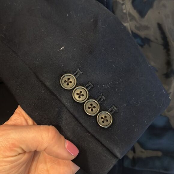 J Crew Women’s Navy Blue 100% Wool Two Button Lined Blazer Jacket - Picture 8 of 13